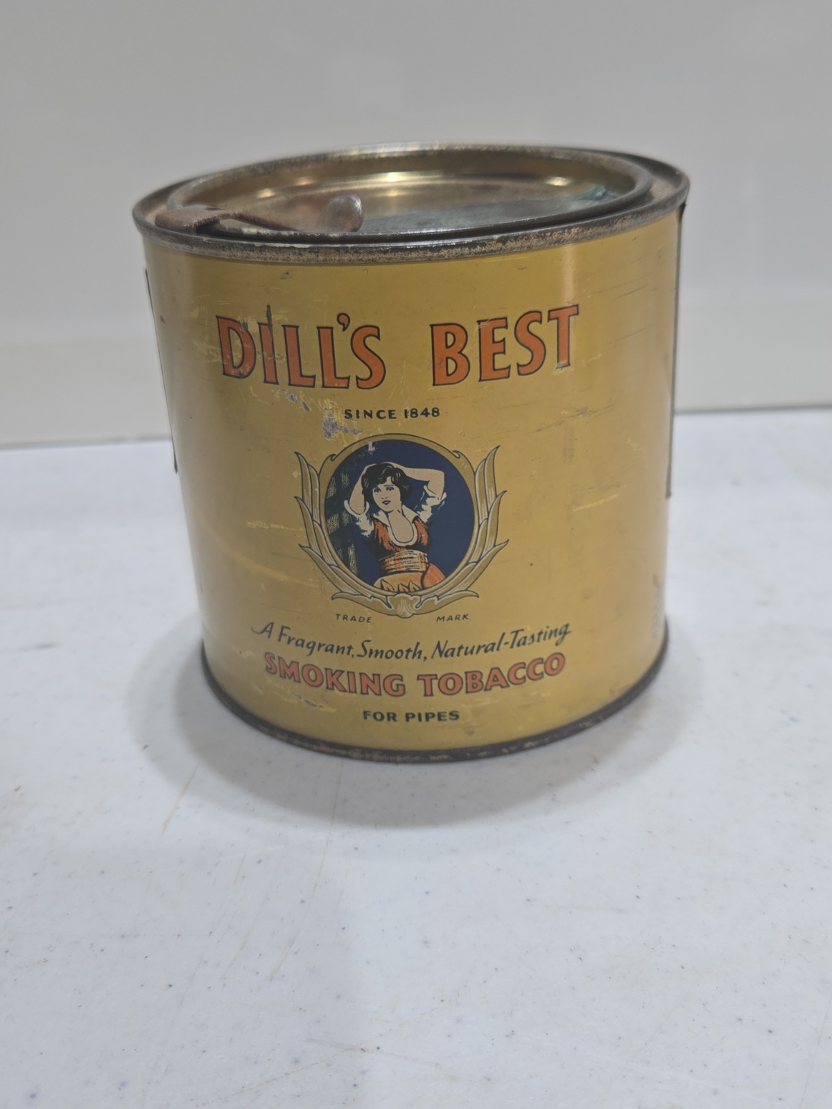 Vintage Dill's Best Since 1848 Smoking Tobacco Tin Can with tax stamp. Vintage Dill's Best Since 1848 Smoking Tobacco Tin Can with tax stamp.