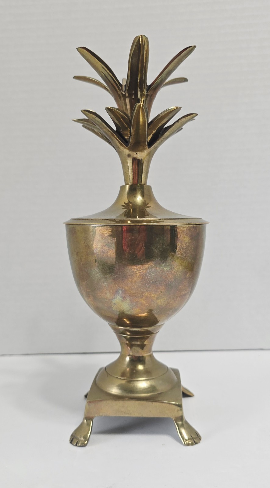 VTG Brass Pineapple Lidded Urn MCM and Hollywood Regency 60\'s/70\'s Era 11\' Tall