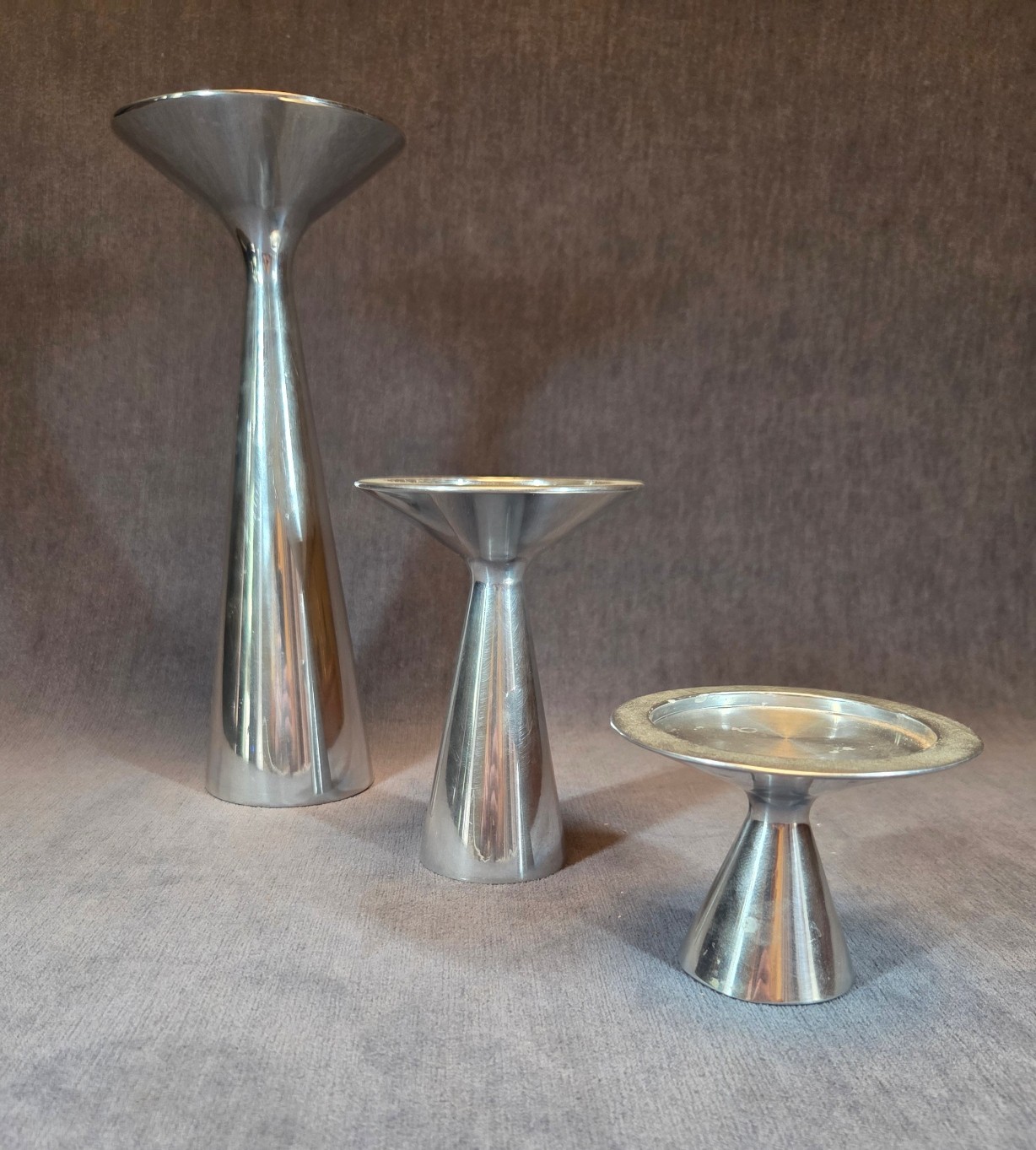 Vintage Set of three 1994 Nambe Studio Candle Holders (A)
