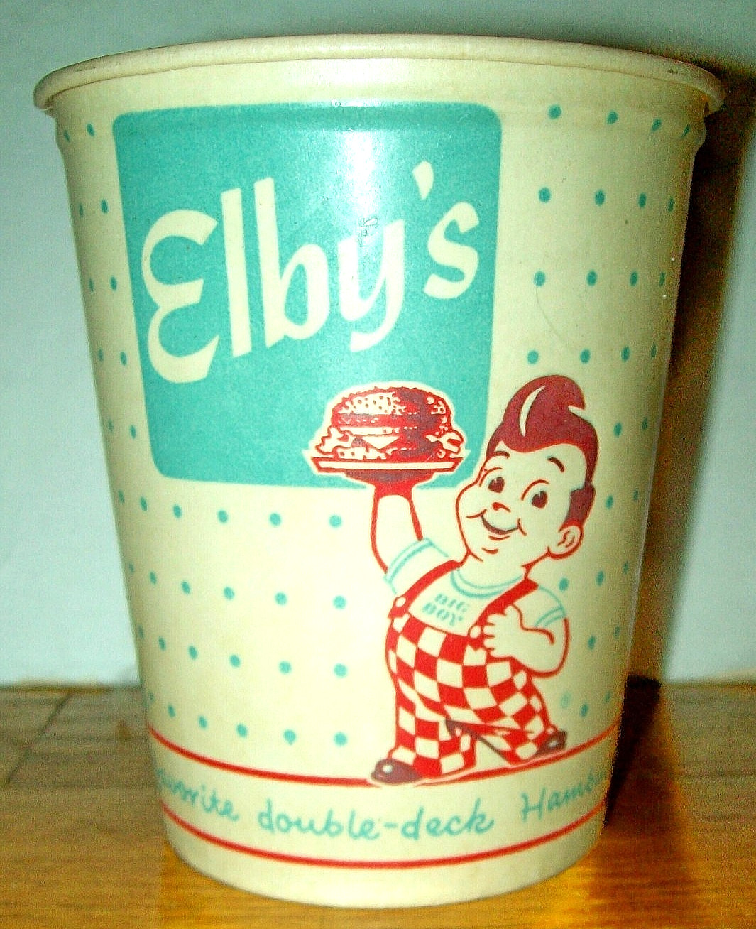 Vintage 1960s Elby's Big Boy Wax Paper Carryout Cup/Container - Mint Condition