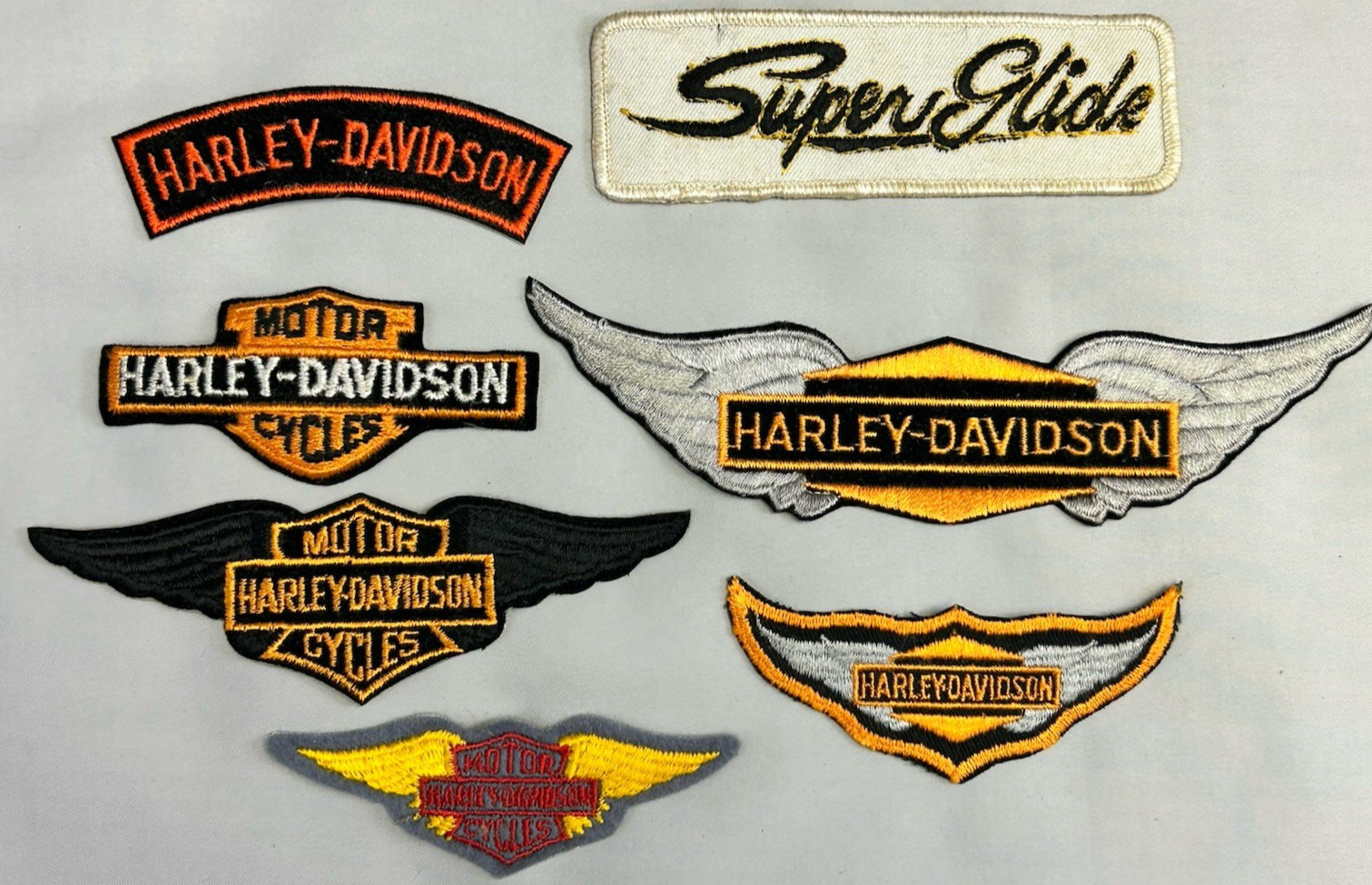Lot of 7 Vintage Harley Davidson Motorcycles Biker Sew On Patches Embroidered