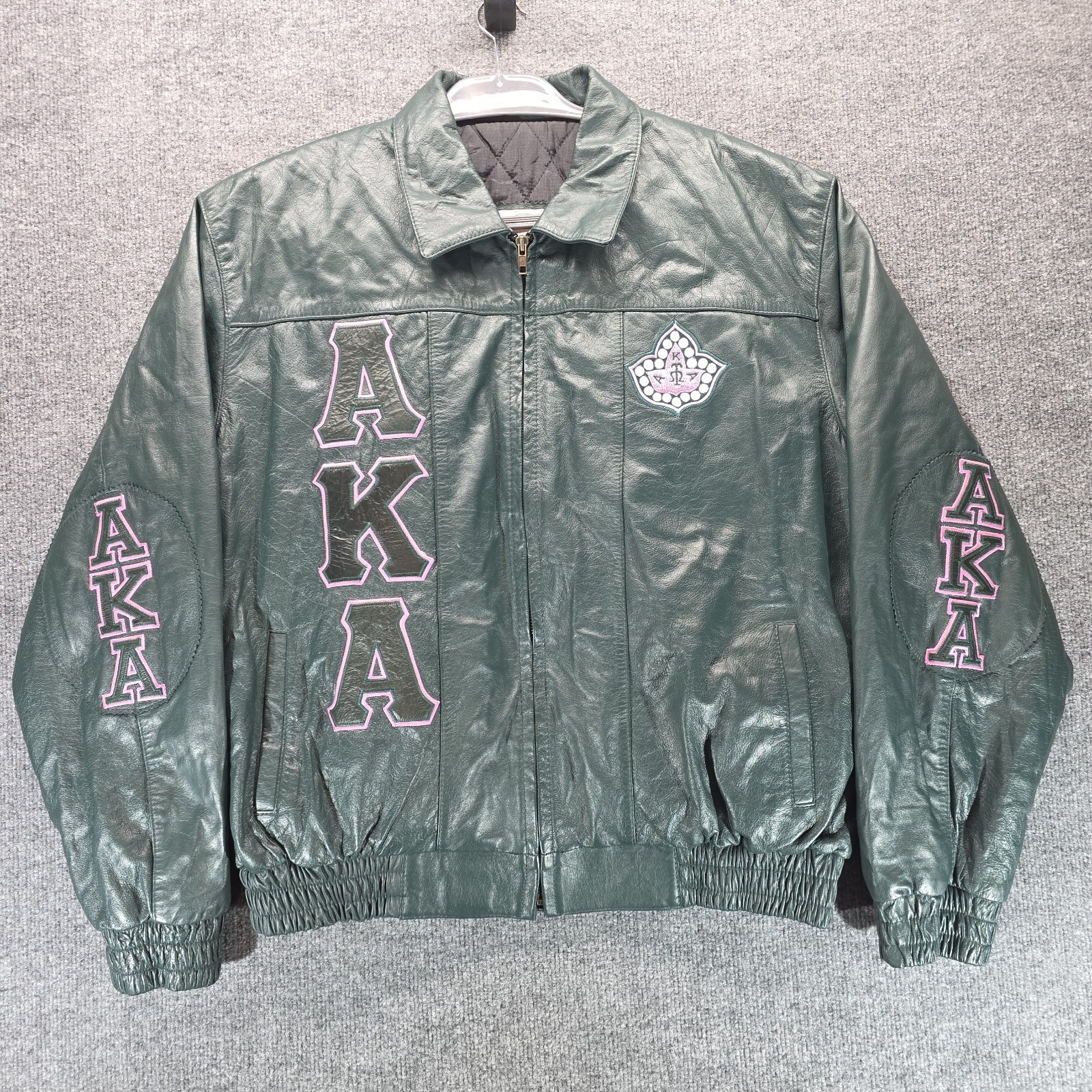 Vintage Alpha Kappa Alpha AKA Sorority Heavy Leather Jacket Embroidered XXL