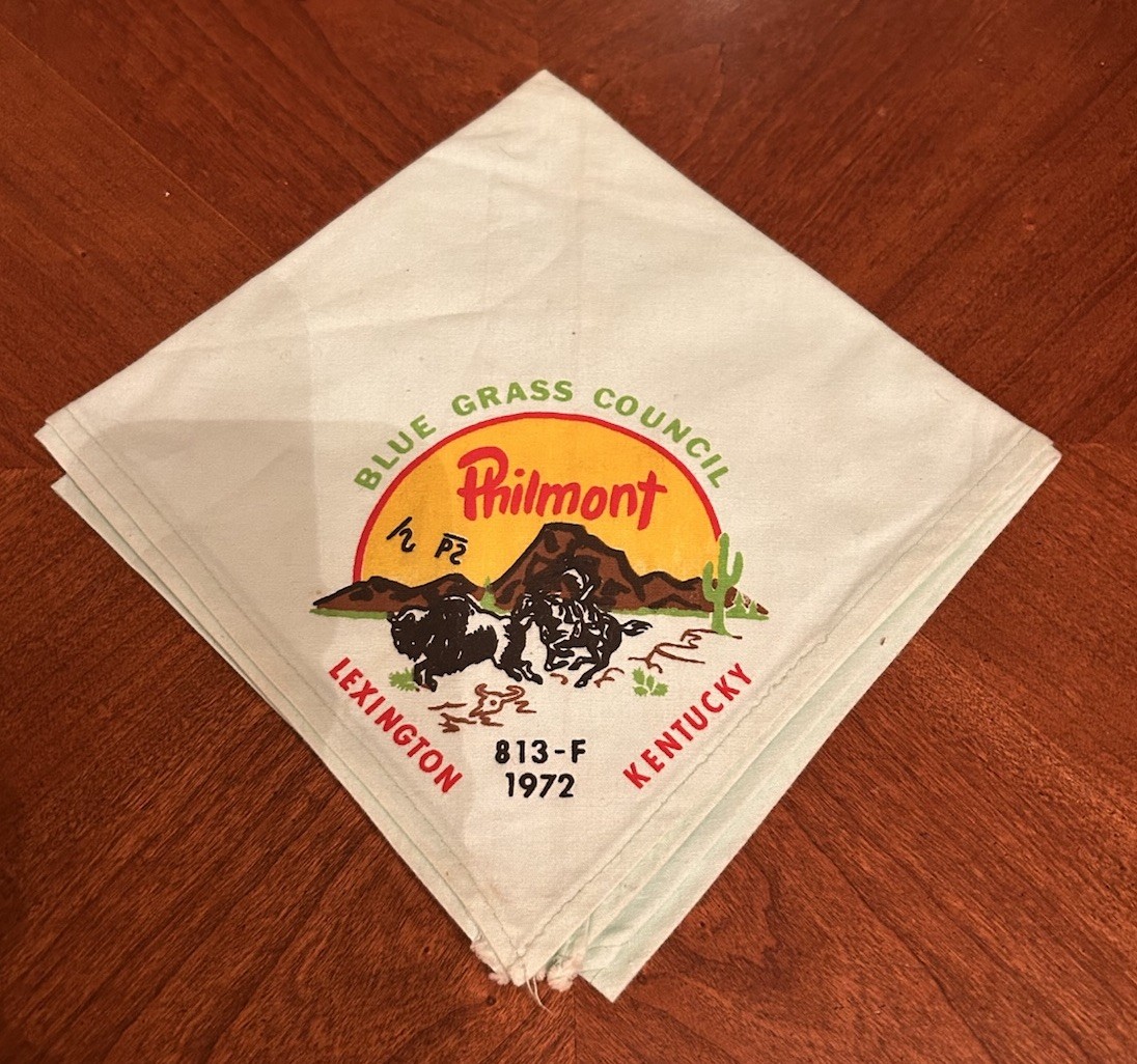 1974 BSA Philmont Blue Grass Council 630-E Kentucky Vintage Scout Neckerchief