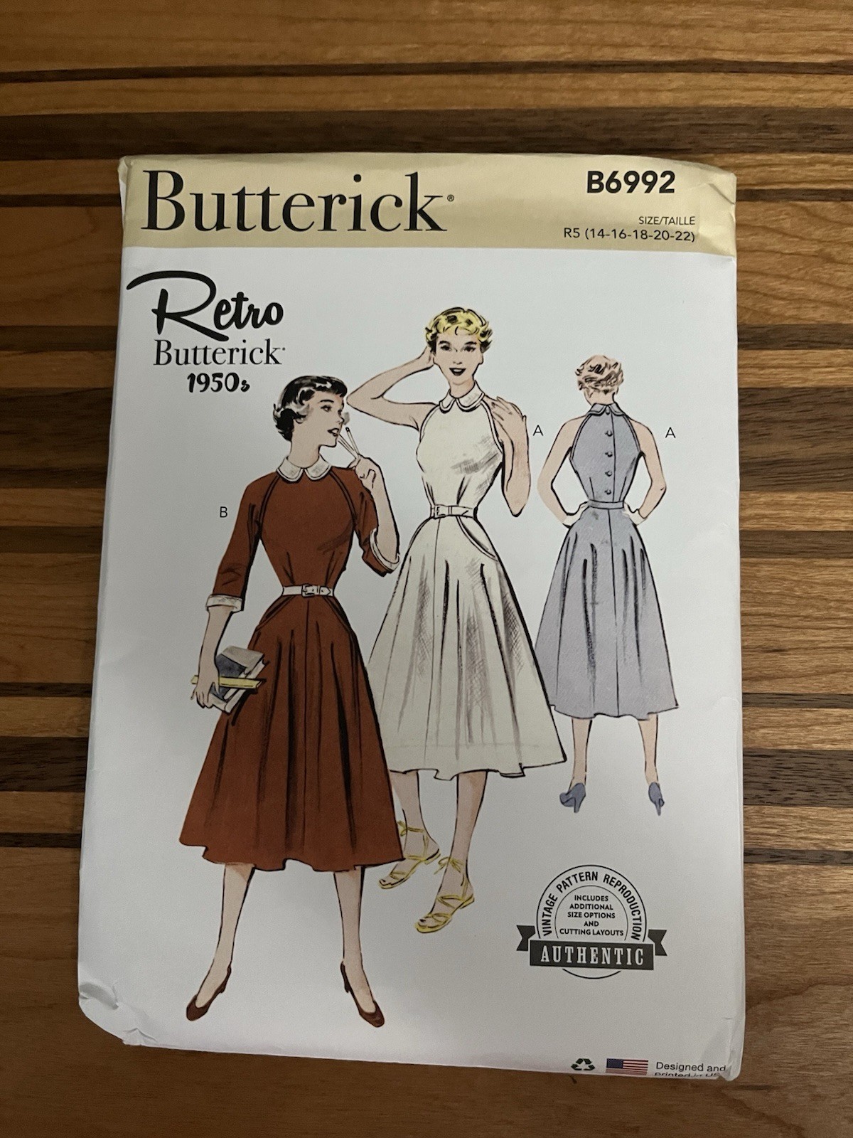 Butterick Pattern  Retro 1950's  B6992 R5 (14-16-18-20-22) NEW 