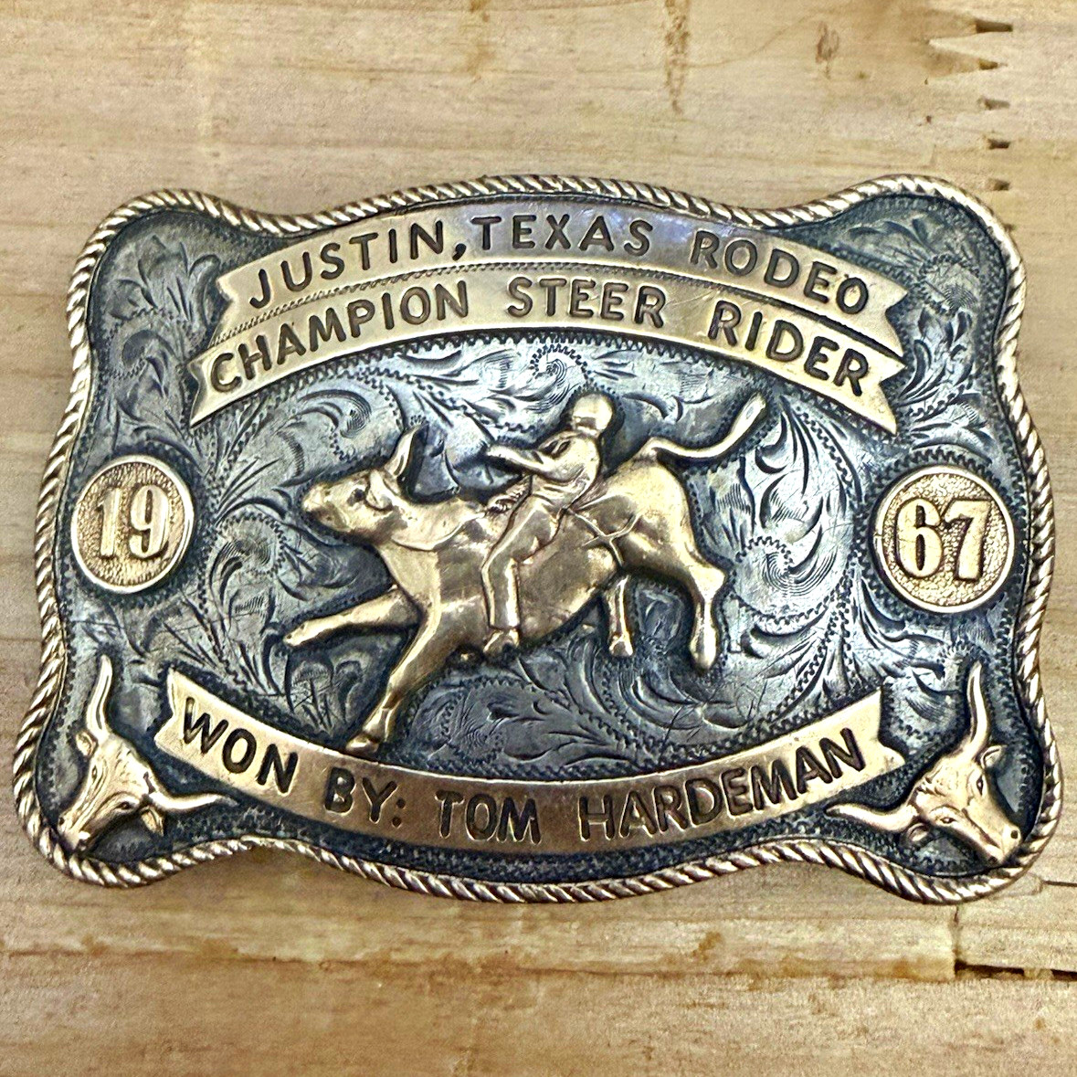 Vintage 1967 Nelson Silvia Houston Sterling Silver 10K Gold Rodeo Buckle Rare Vintage 1967 Nelson Silvia Houston Sterling Silver 10K Gold Rodeo Buckle Rare