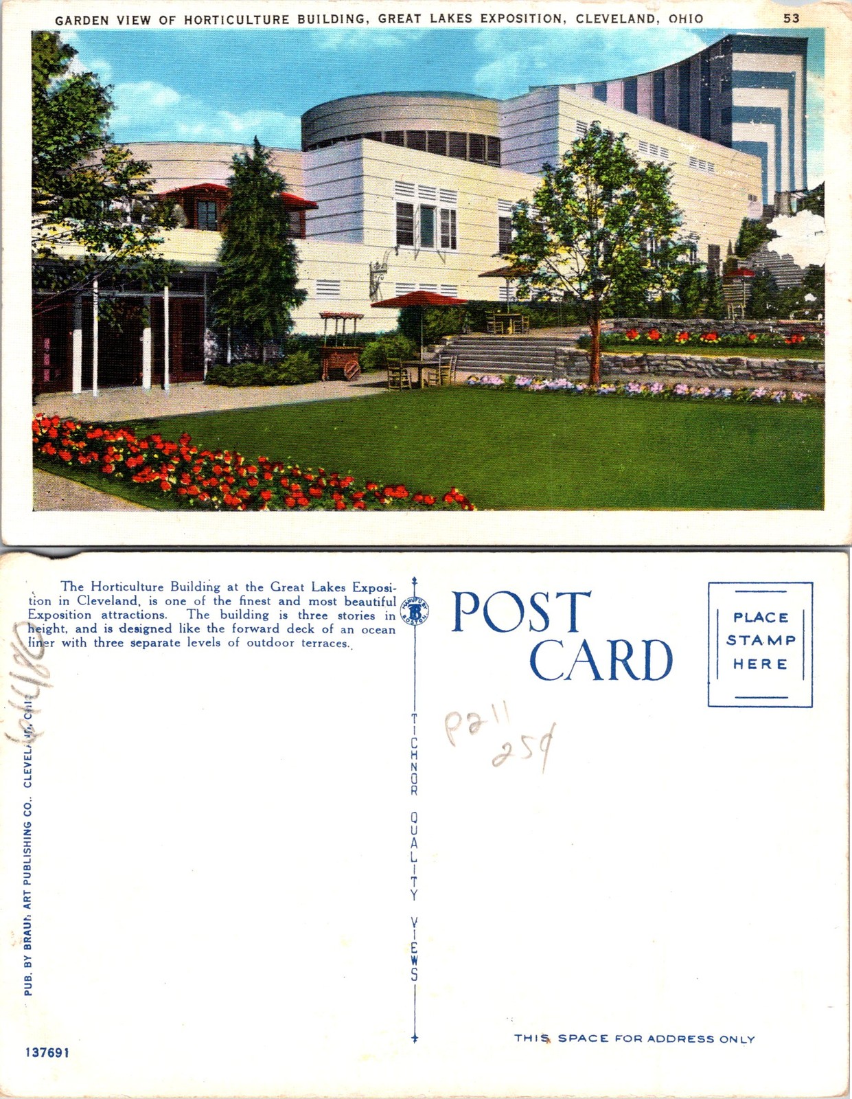 Cleveland OH Garden View Of Horticulture Building Great Lakes Postcard 61480