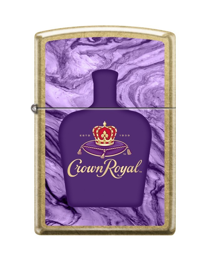 Zippo 3610,  Crown Royal Logo Design, Street Brass Finish Lighter, NEW