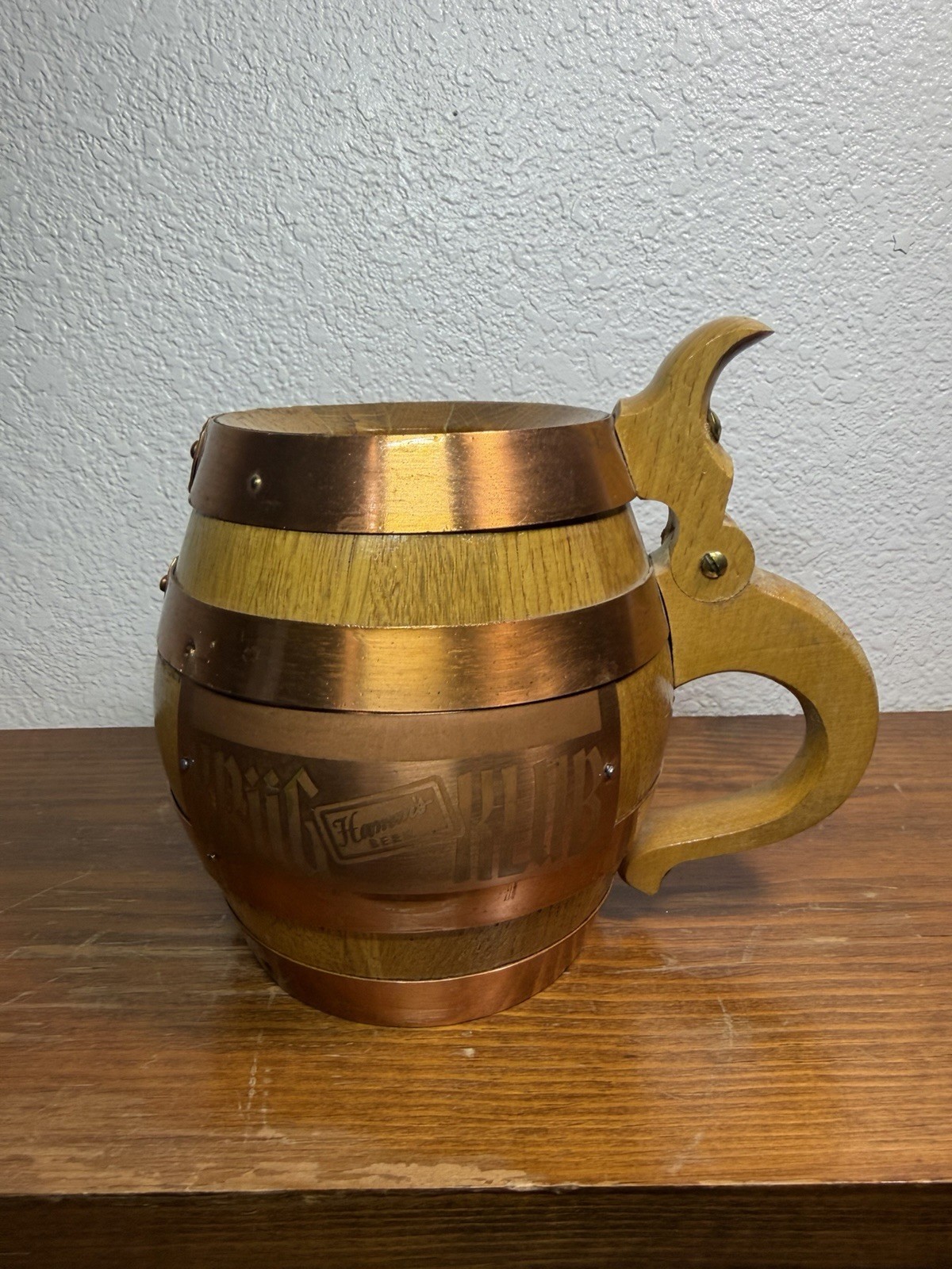 Hamms Beer Krug Klub Mug, Stein Wooden Lidded Beer Glass Vintage Tough To Find
