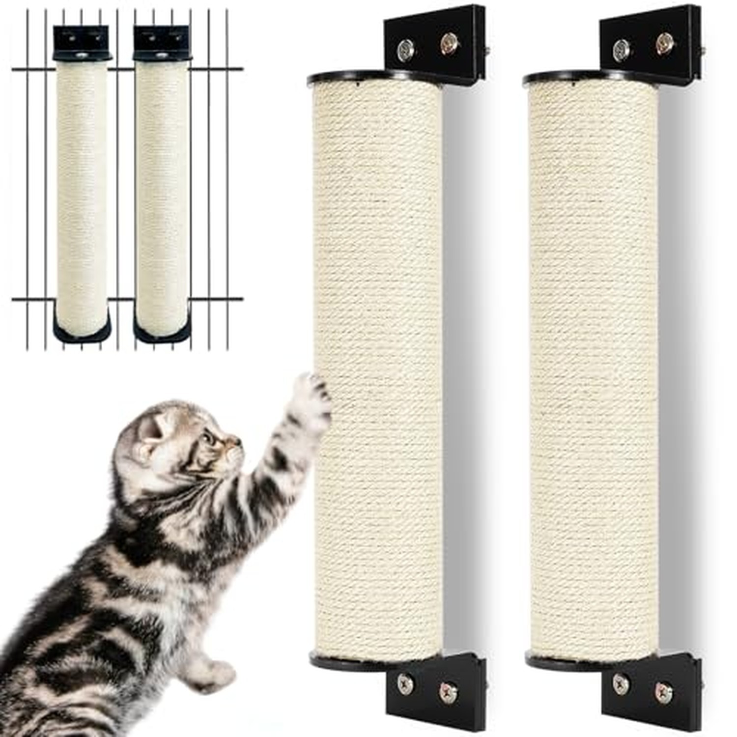Cat Scratching Post Wall Mounted 2-in-1 Cage Mount Cat Scratcher
