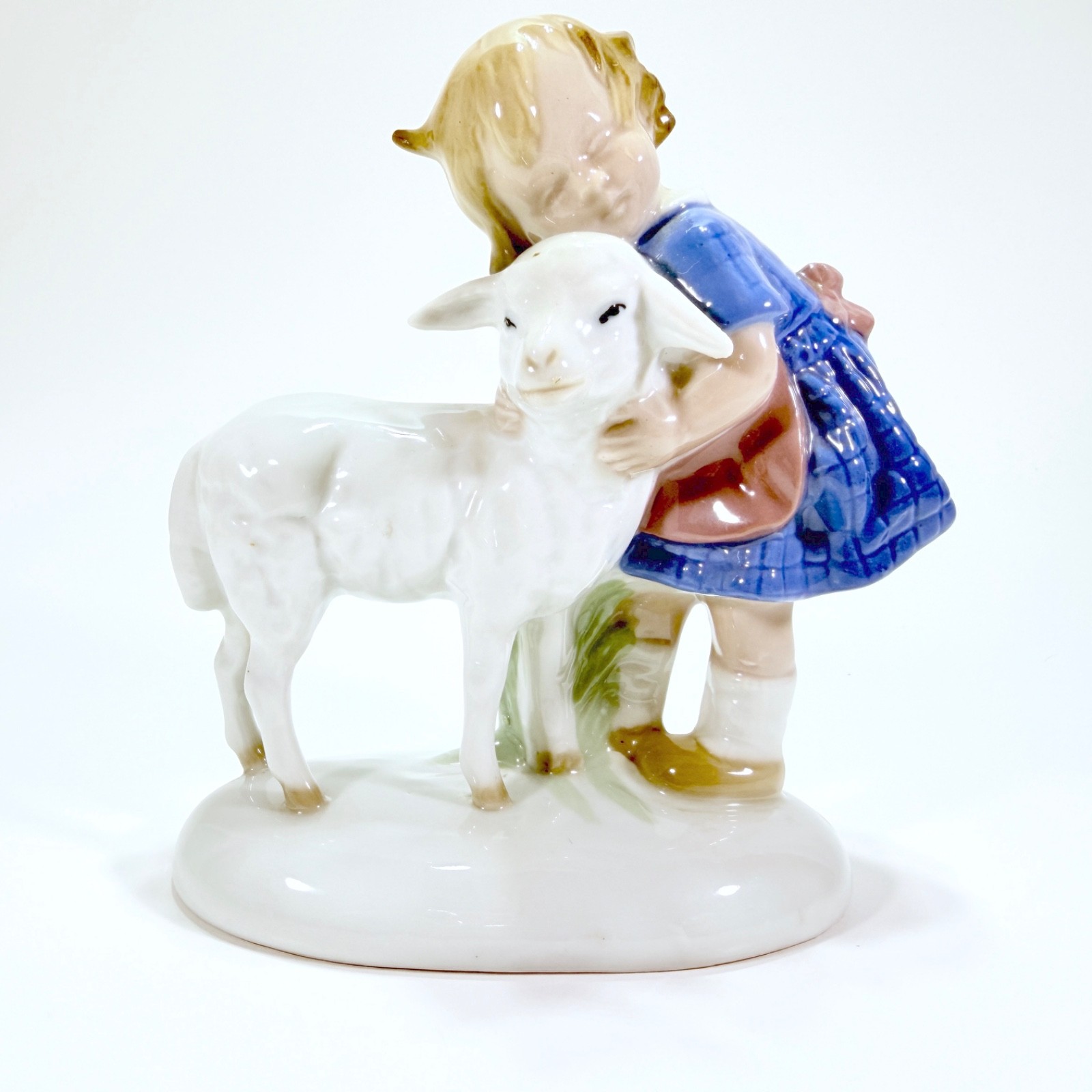Vintage Carl Schneiders Erben Gräfenthal Girl Lamb Porcelain Figurine Germany
