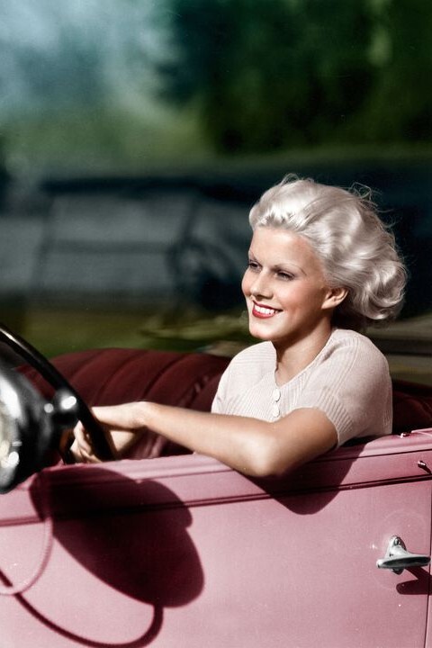 Hollywood - Jean Harlow in a Pink Car - 4 x 6 inch Photo Print