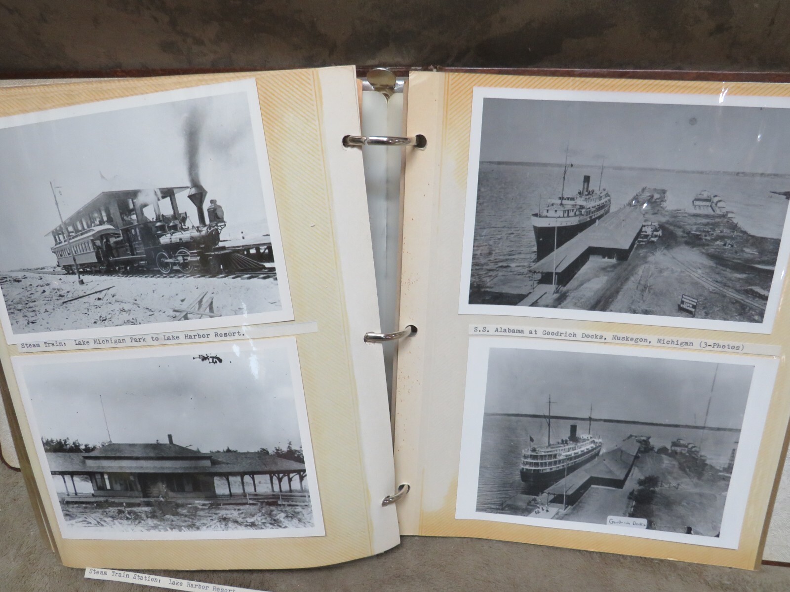 Early West Michigan Transportation Real Photograph Album Trains Streetcar Ships