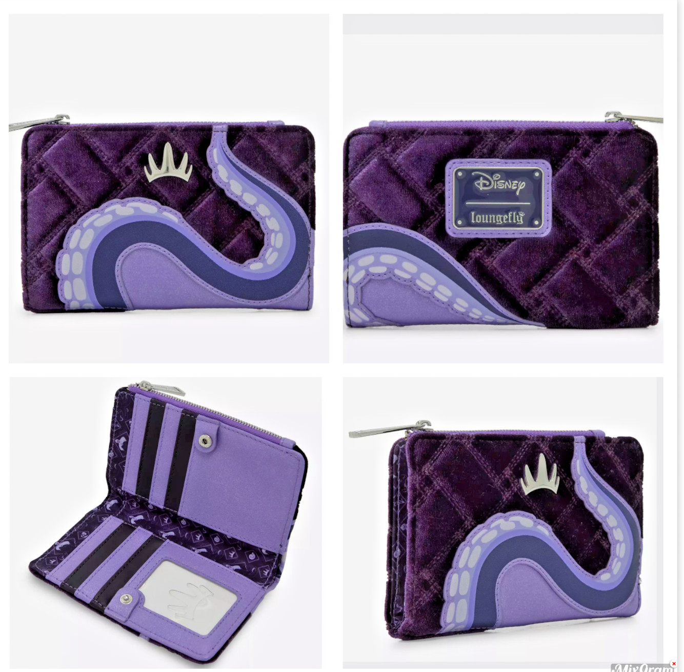 EXCLUSIVE Loungefly Disney Little Mermaid Ursula Velvet Quilted Wallet Purse NWT