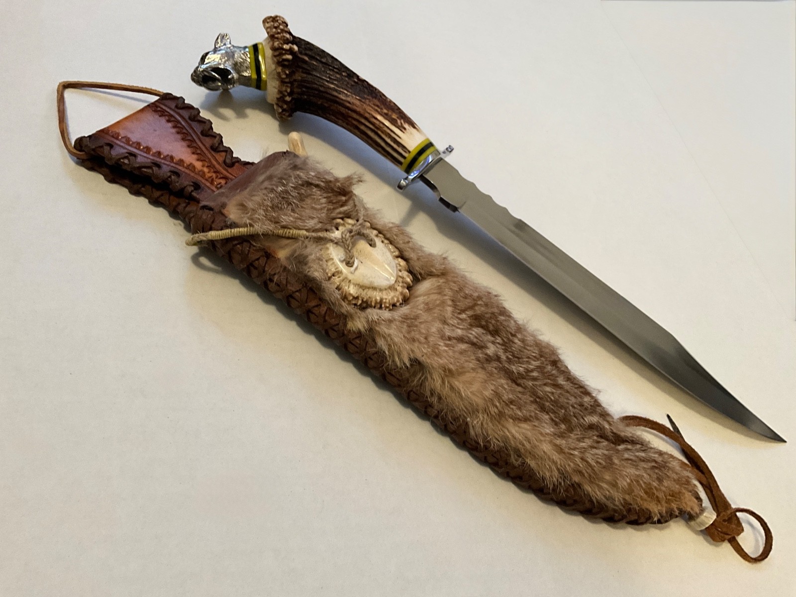 Mountain Man Knife All Hand Made With Sheath & Love. indian Motif.