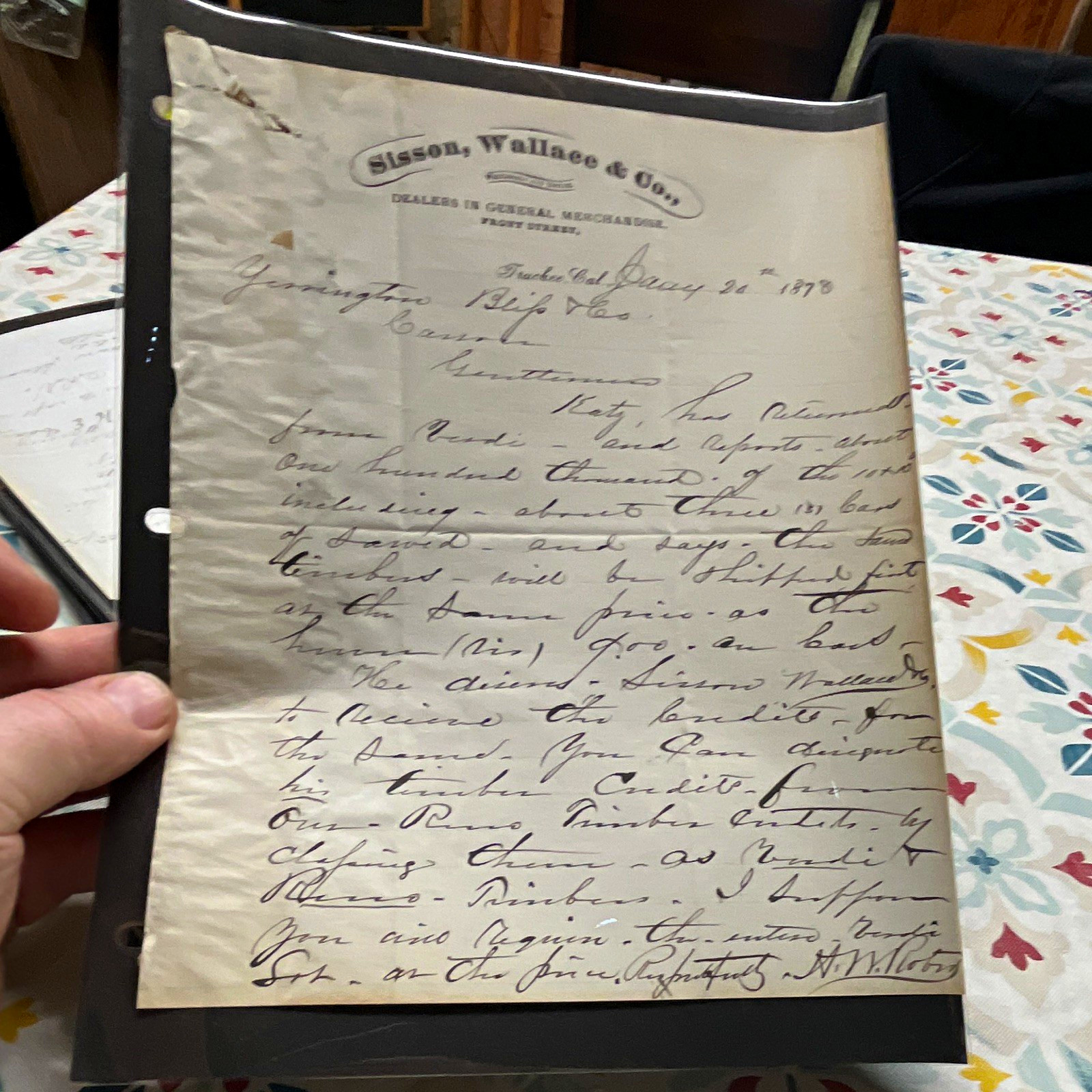 Antique 1878 Handwritten Letter Sisson, Wallace & Co Truckee Cal Jan 20