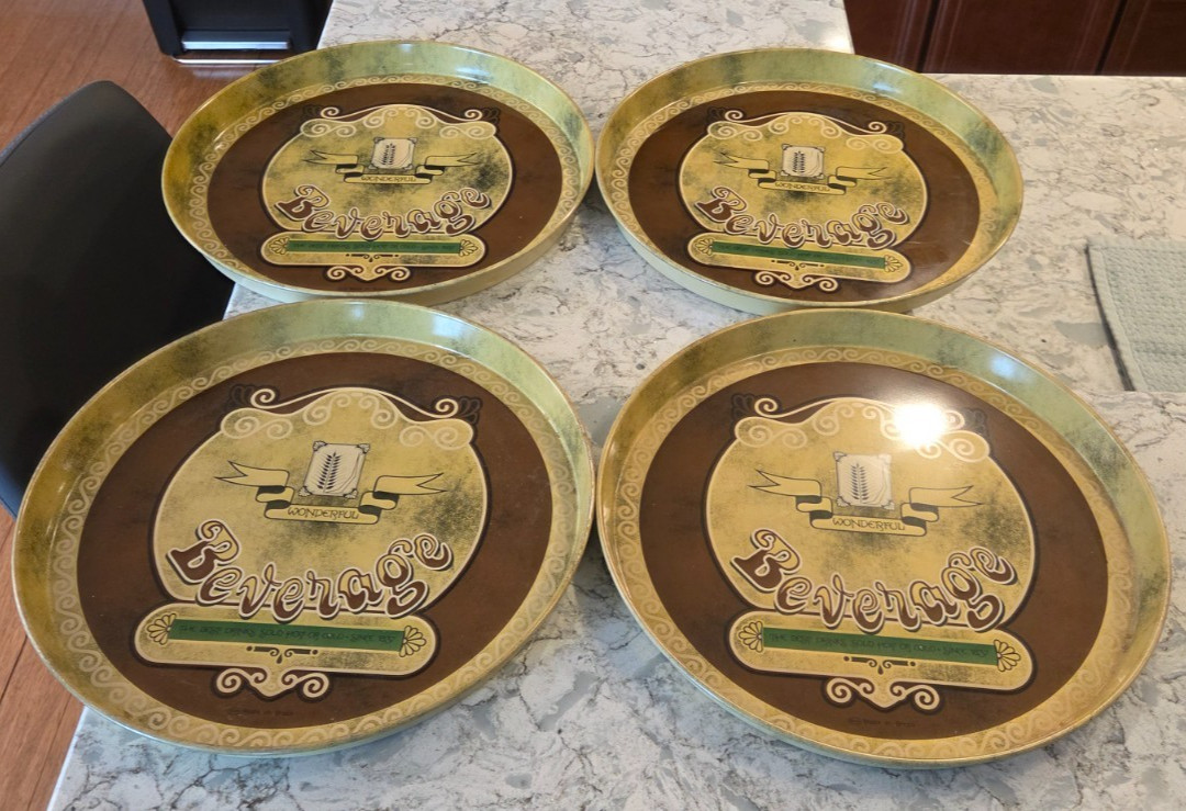 Vintage Meister Serving Beverage Drink Tray Trays Bourbon Rocks Brazil Lot of 4