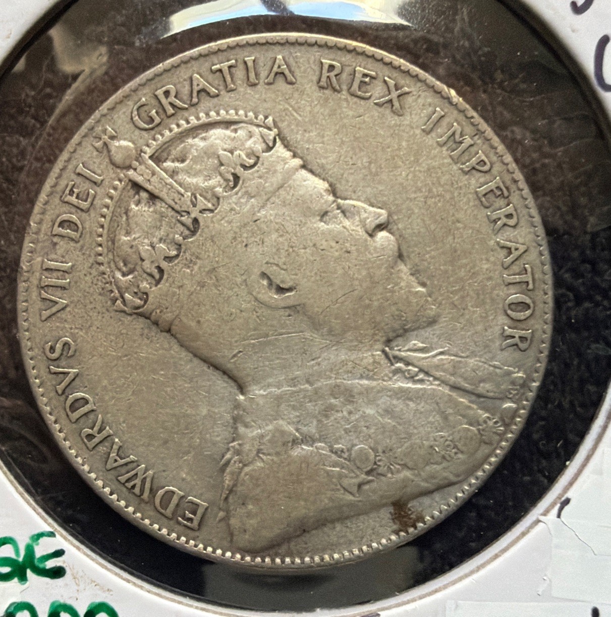 1908 Newfoundland-Canada 50 Cents Silver Coin-Edward VII- KM#11-MINTAGE=160,000