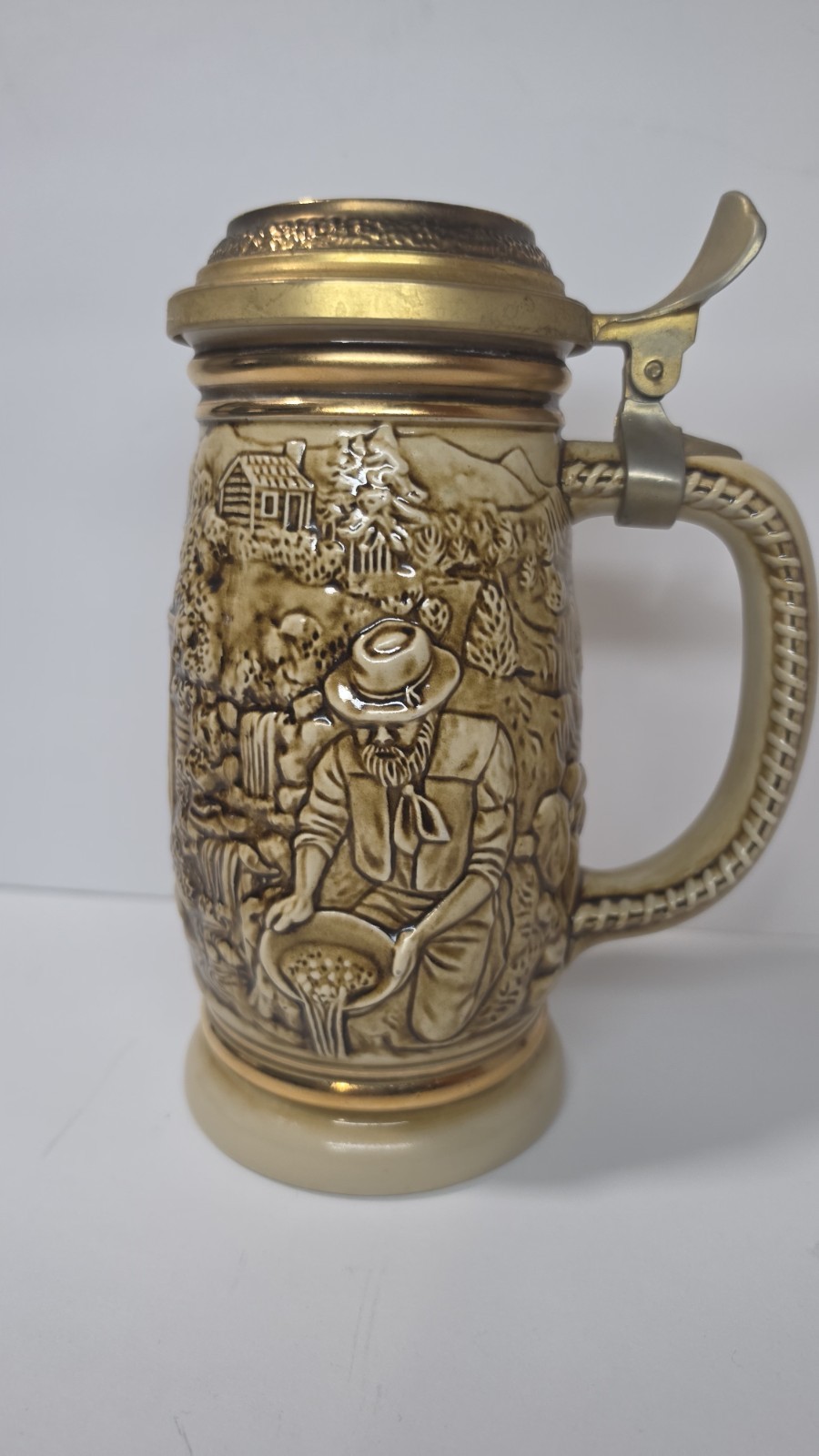 Avon The Gold Rush Collectible Lidded Stein Breweriana 1987