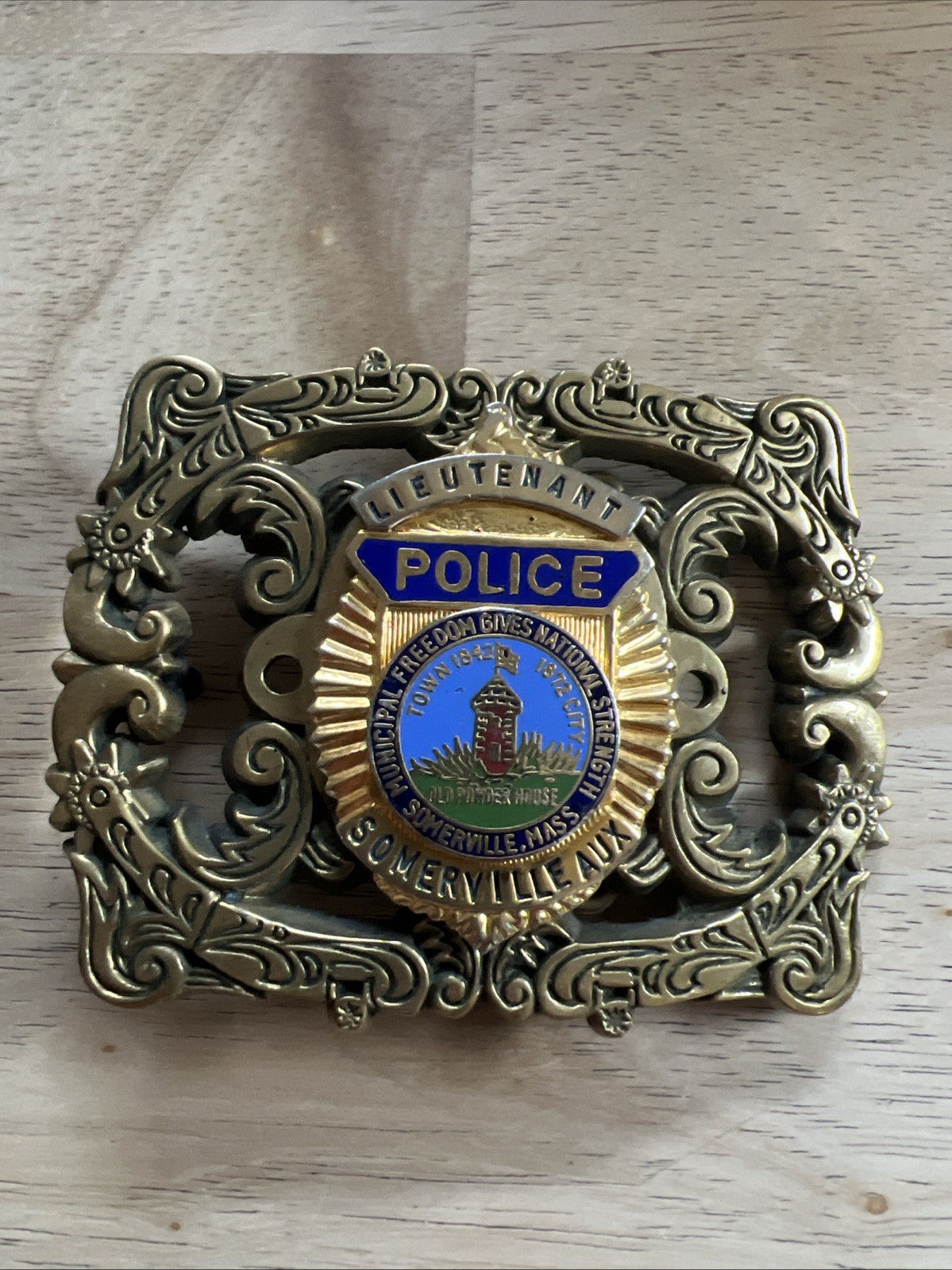 Rare 1982 Baron Brass Belt Buckle Somerville MA  Taiwan