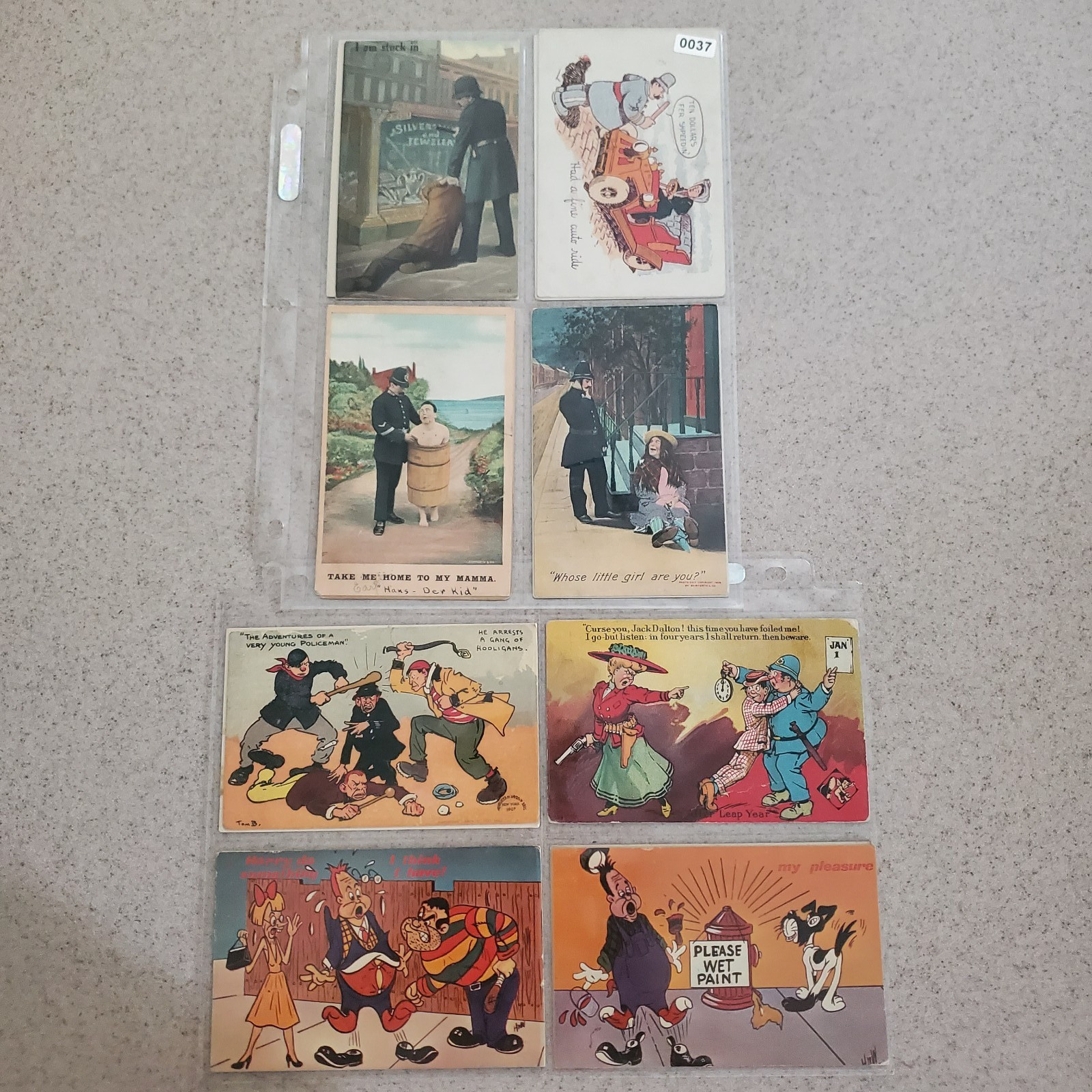 VTG Police Cop Burglar Tramp Comic Postcards Lot of 16 Antique Humor