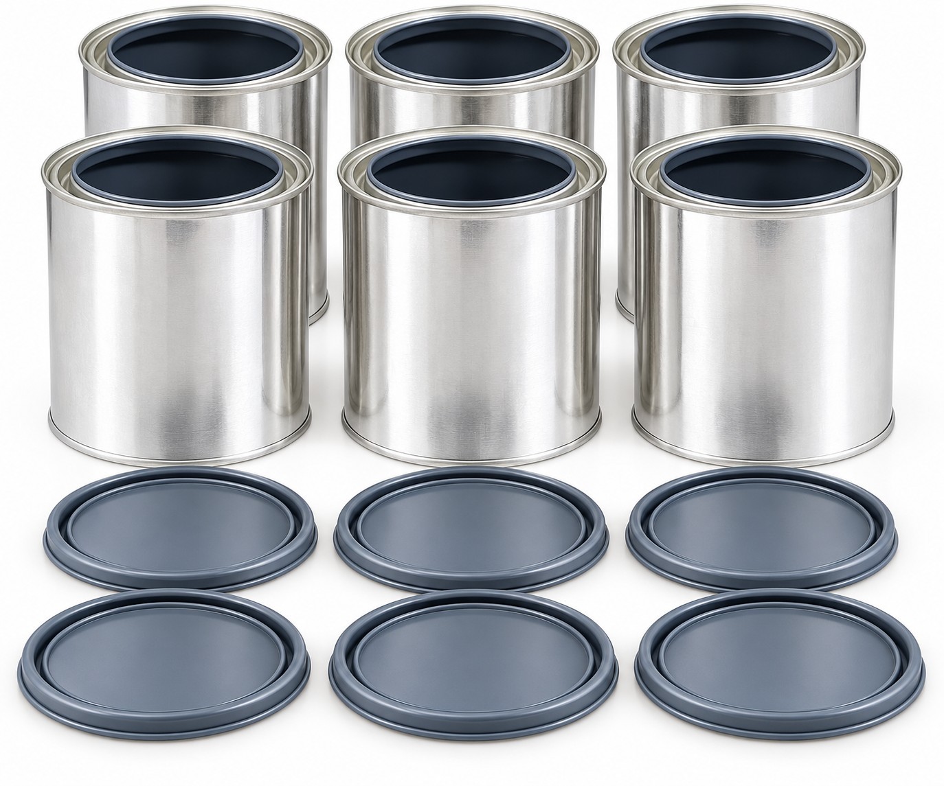 ✨ Set of 6 Brand New Metal Quart Paint Cans with Epoxy Lining & Secure Lids