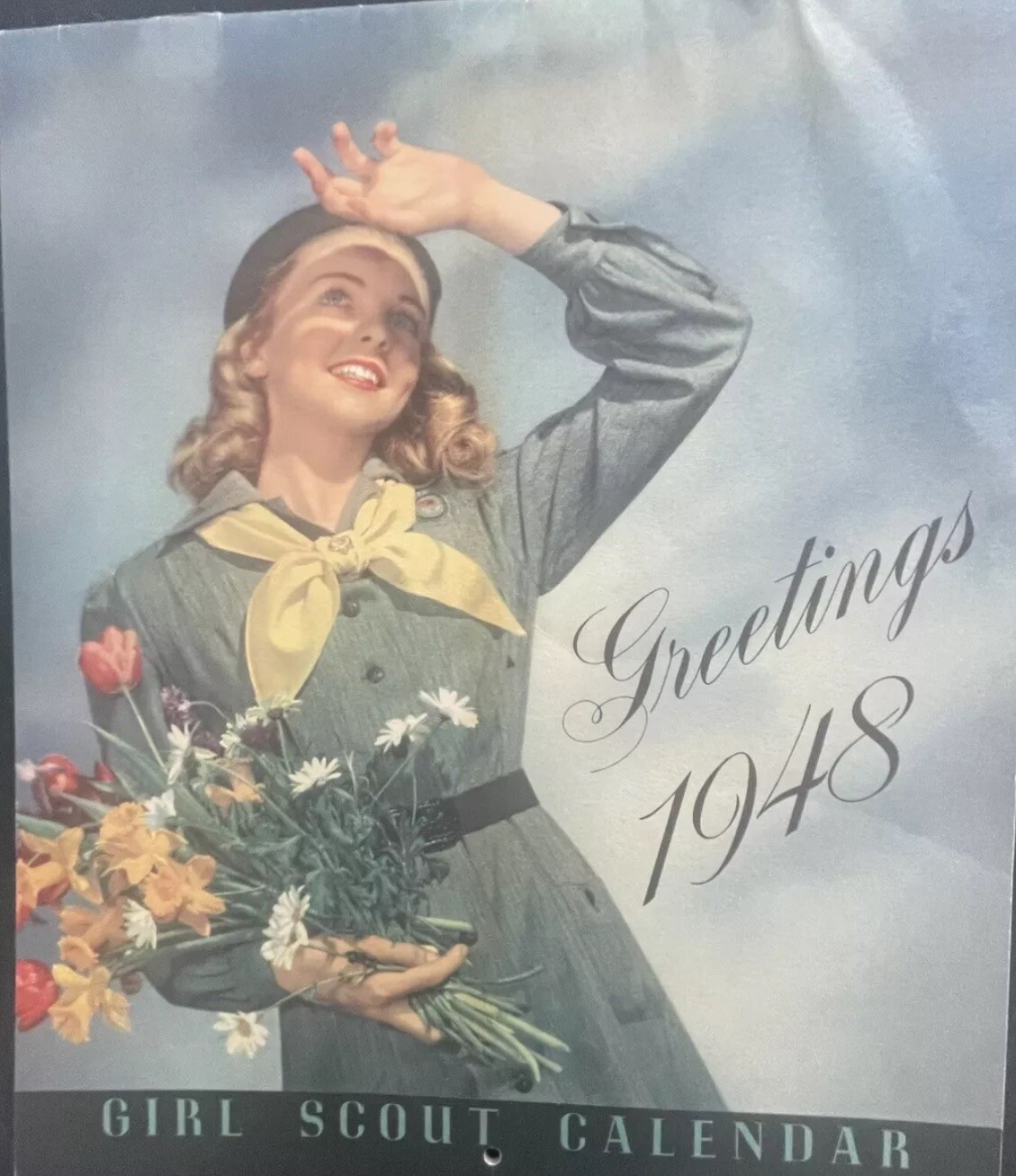 REDUCED RARE NEW BEAUTIFUL Vintage 1948 GIRL SCOUT WALL CALENDAR/GREAT PICTURES