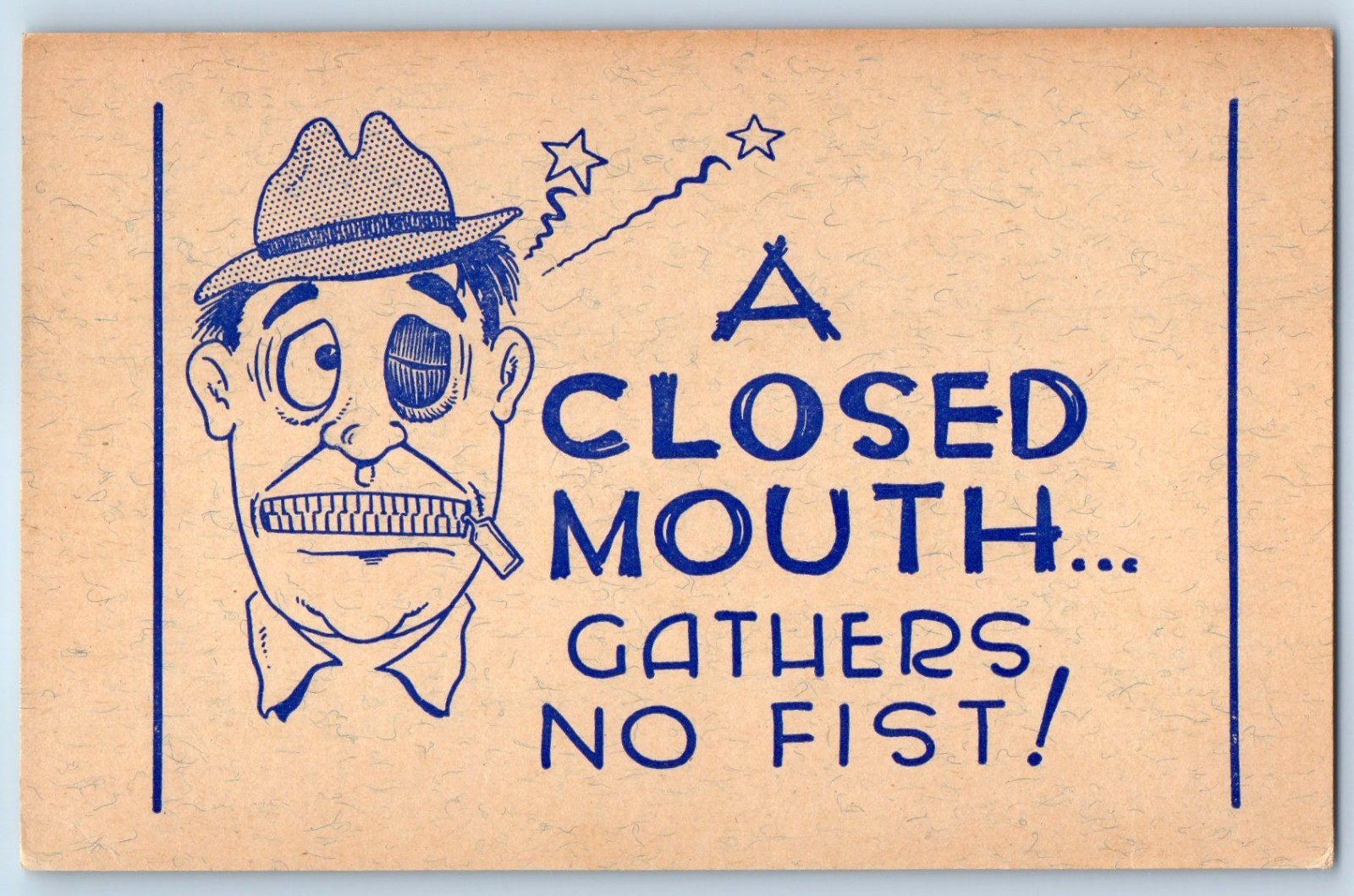 c1910\'s Man Black Eye Zip Mouth A Closed Mouth Gathers No Fist Antique Postcard