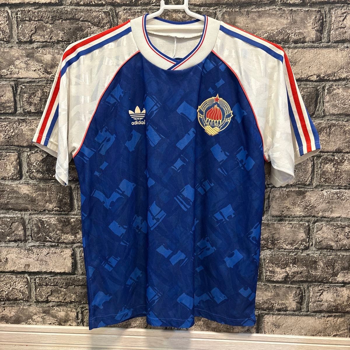 adidas EURO 92 Yugoslavia National Team Vintage Jersey Shadow Stripe From Japan