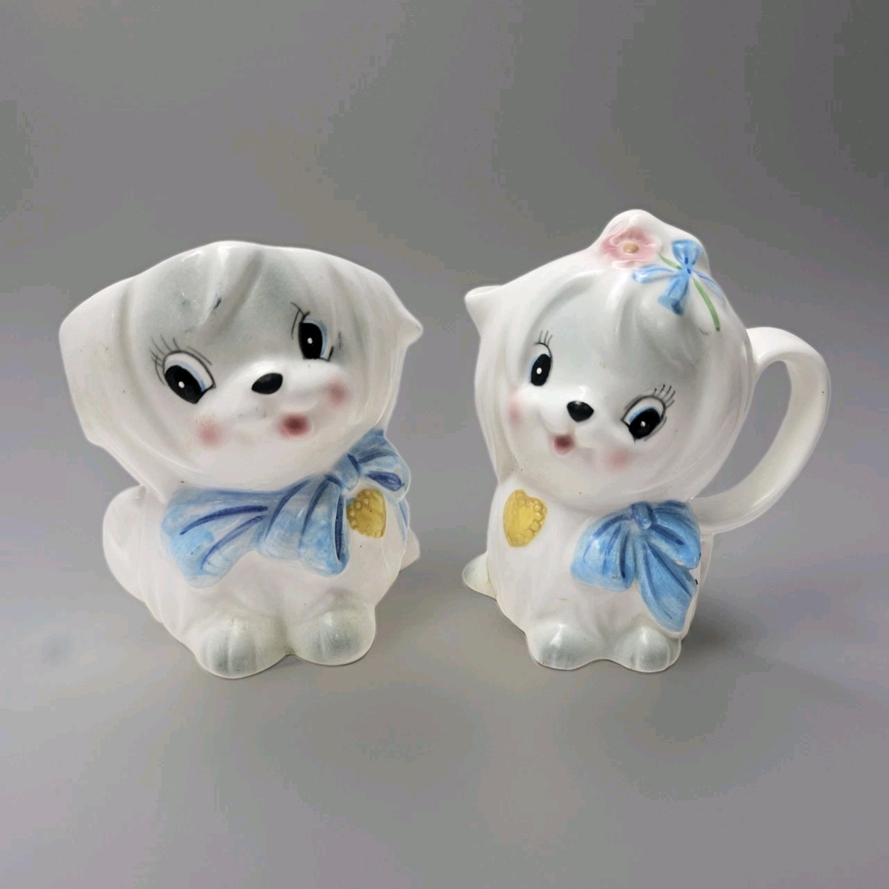 VTG Lefton Precious Pooch Mr. Tootles Maltese Dog Creamer Sugar Set -Missing Lid