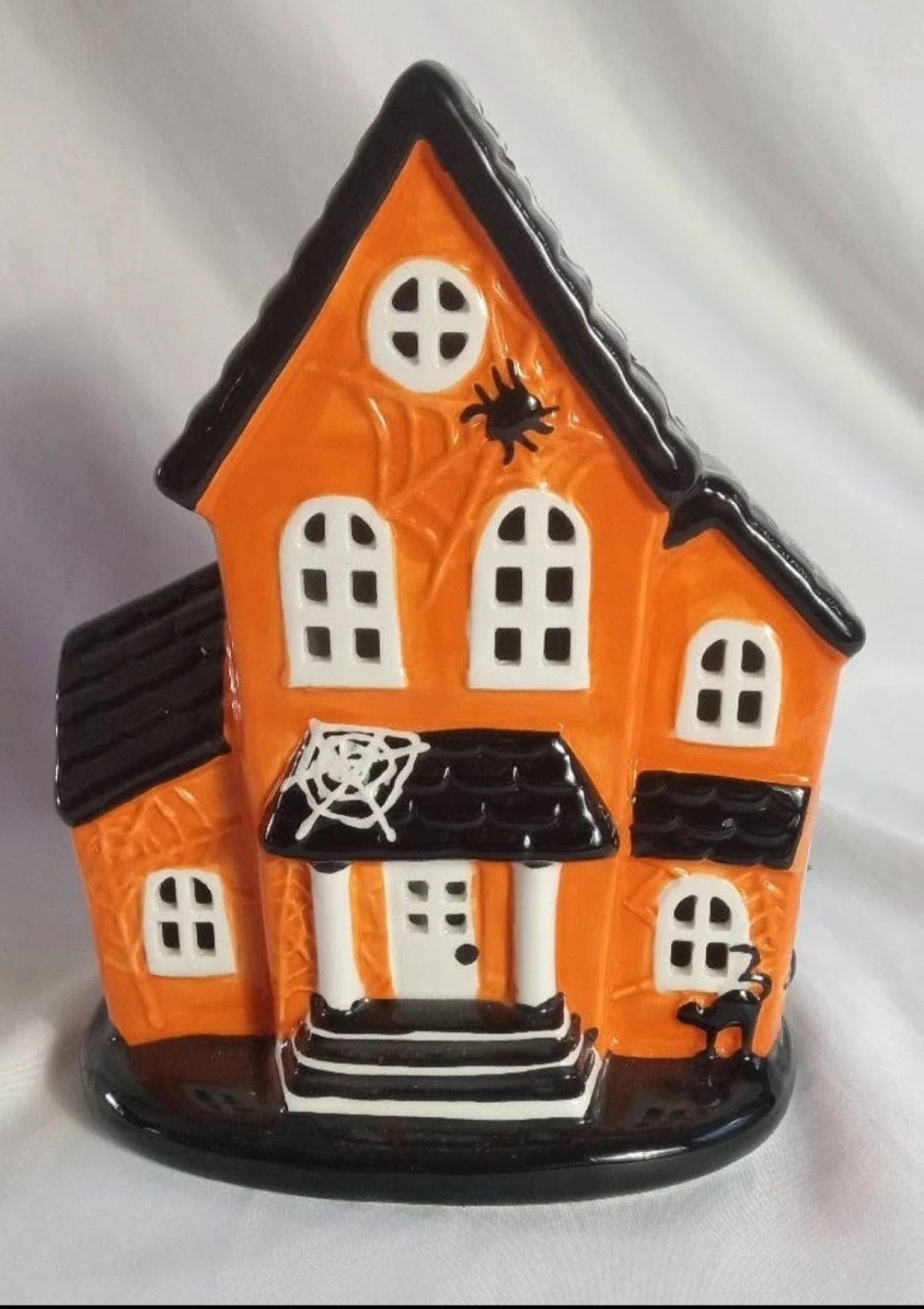 Aldi The Halloween Collection Orange LED Ceramic Haunted House, 8.5\