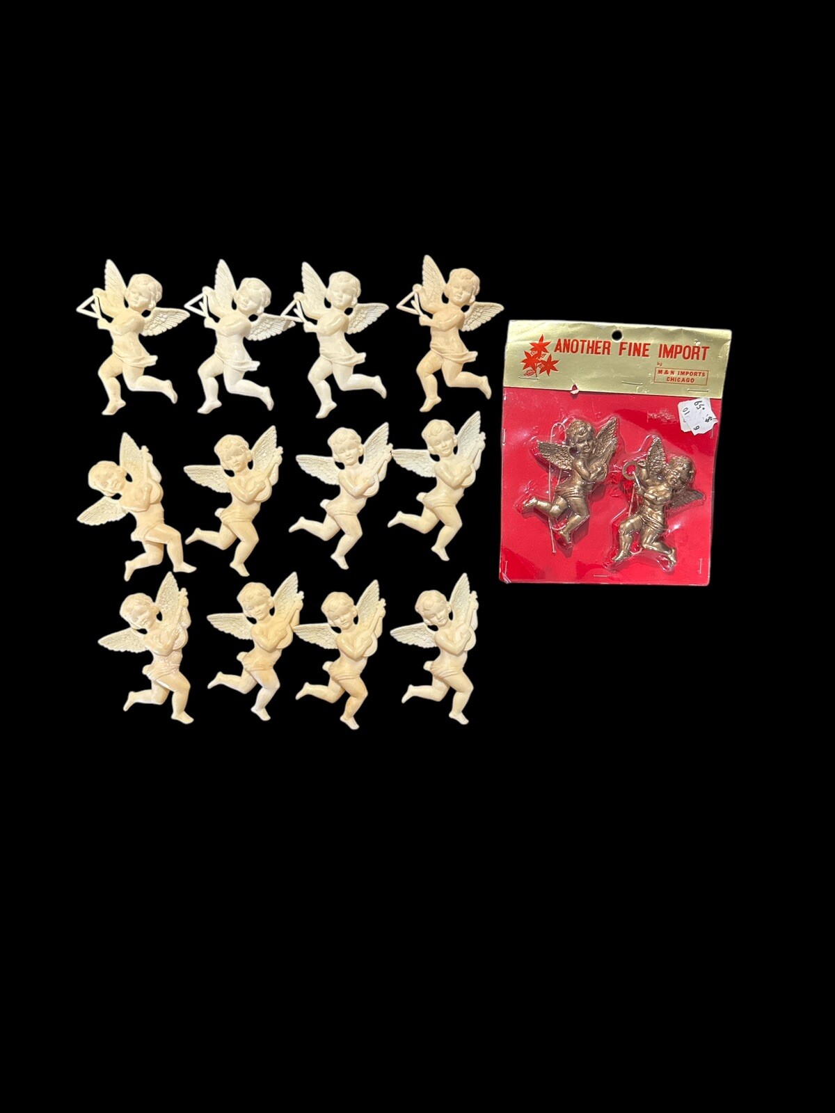 Lot 14 Gold & Ready to Paint Angels Vintage Cherub Ornaments Plastic