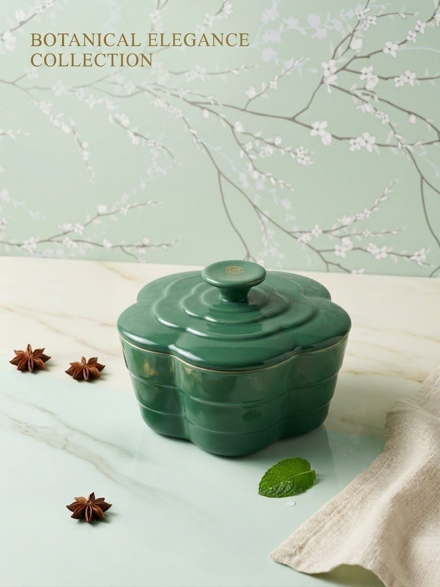 Pier 1 imports Flower Ramekin with Lid Bakeware Stoneware Turquoise