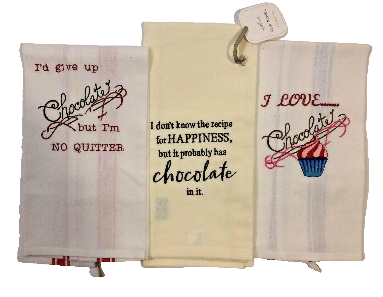 Embroidered Tee Towels Chocolate Themed Set Of 3 15\