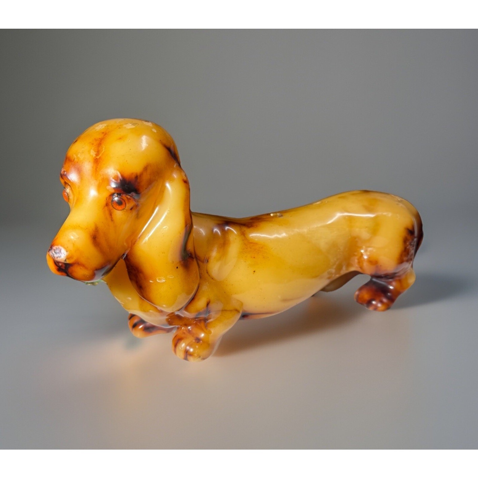 Vintage Lg 14” Dachshund Dog Wax Candle Unused Golden Amber Eyes Still Wrapped Vintage Lg 14” Dachshund Dog Wax Candle Unused Golden Amber Eyes Still Wrapped