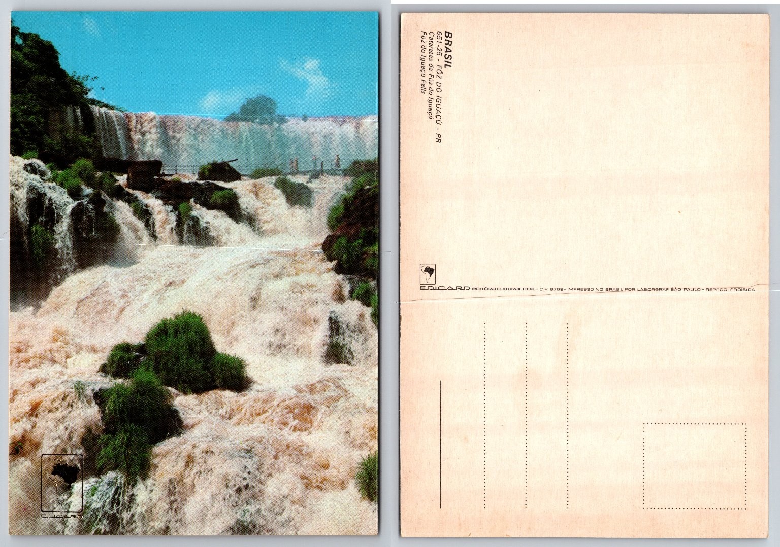 Iguazu Falls Brazil Vintage Postcard Foz do Iguaçu Waterfall Scenic Edicard Iguazu Falls Brazil Vintage Postcard Foz do Iguaçu Waterfall Scenic Edicard