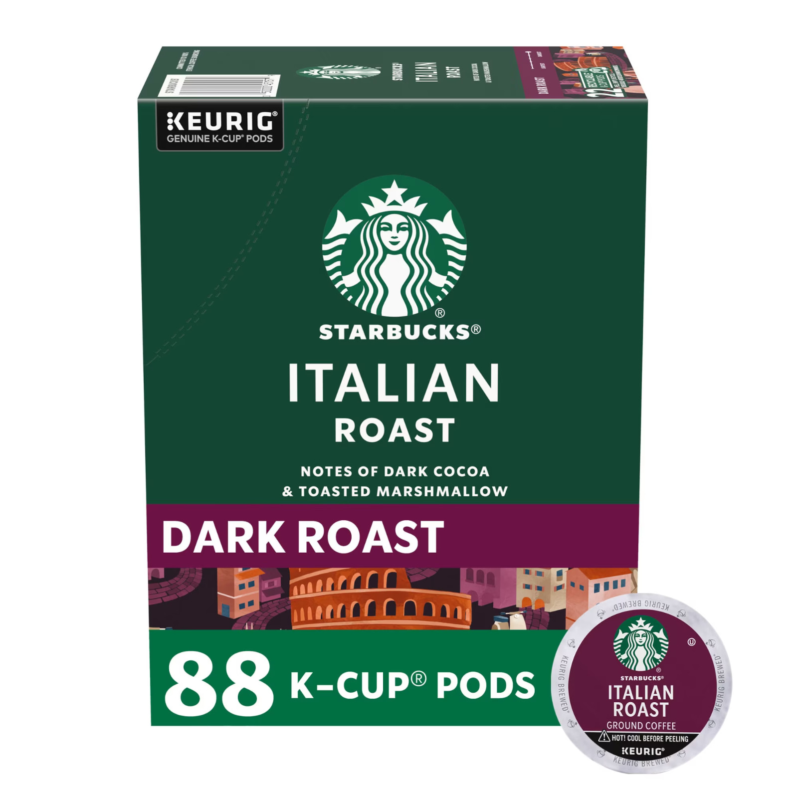 Starbucks Italian Roast Dark Roast K-Cup Coffee Pods, 88 Count