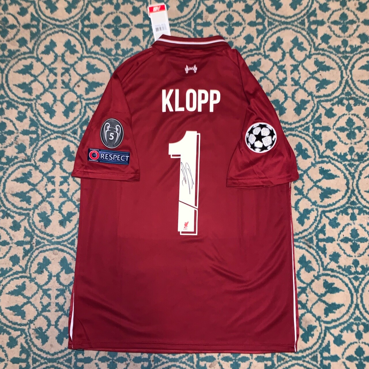 Hand Signed JURGEN KLOPP Liverpool UCL Home Shirt Very Rare - COA