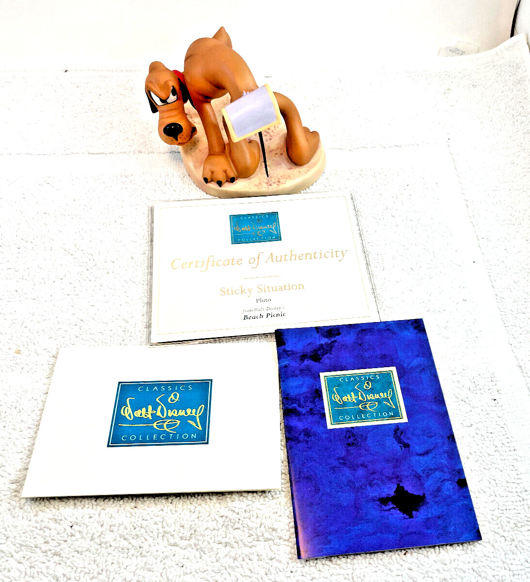 1998 Disney WDCC Sticky Situation Pluto Beach Picnic Animators Choice MIB COA