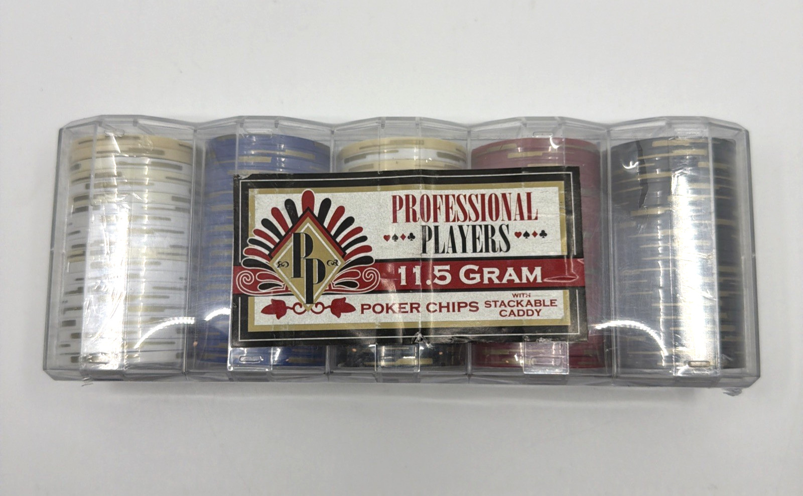 Professional Players Poker Chips 11.5 Gram New Stackable Caddy Set