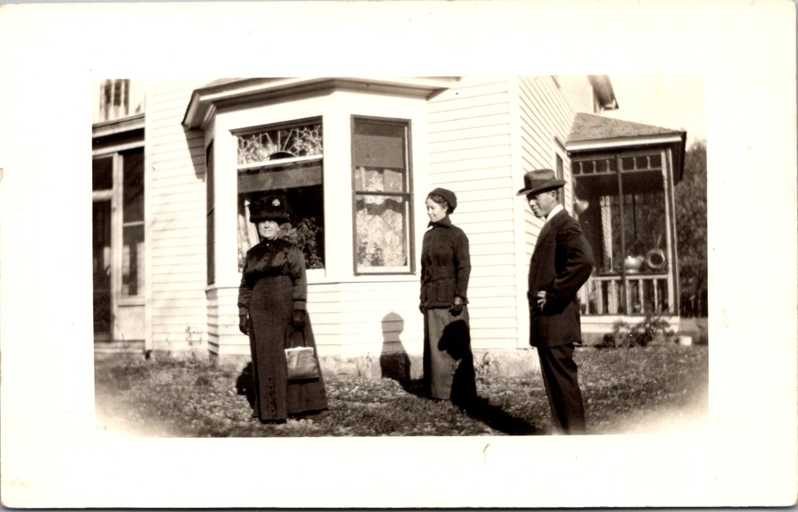 Scene From Daily Life Individuals Posing Outside RPPC Real Photo Postcard TPR23