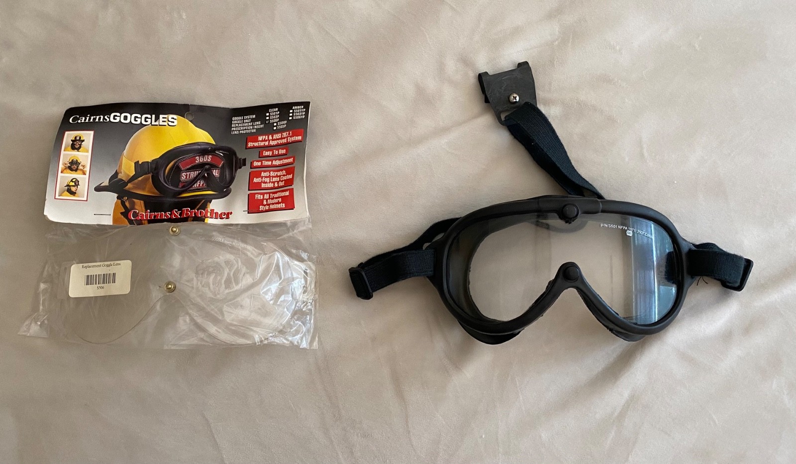 Cairns Fire goggles NFPA Approved Firefighter\'s Goggles w/ New Replacement Lens