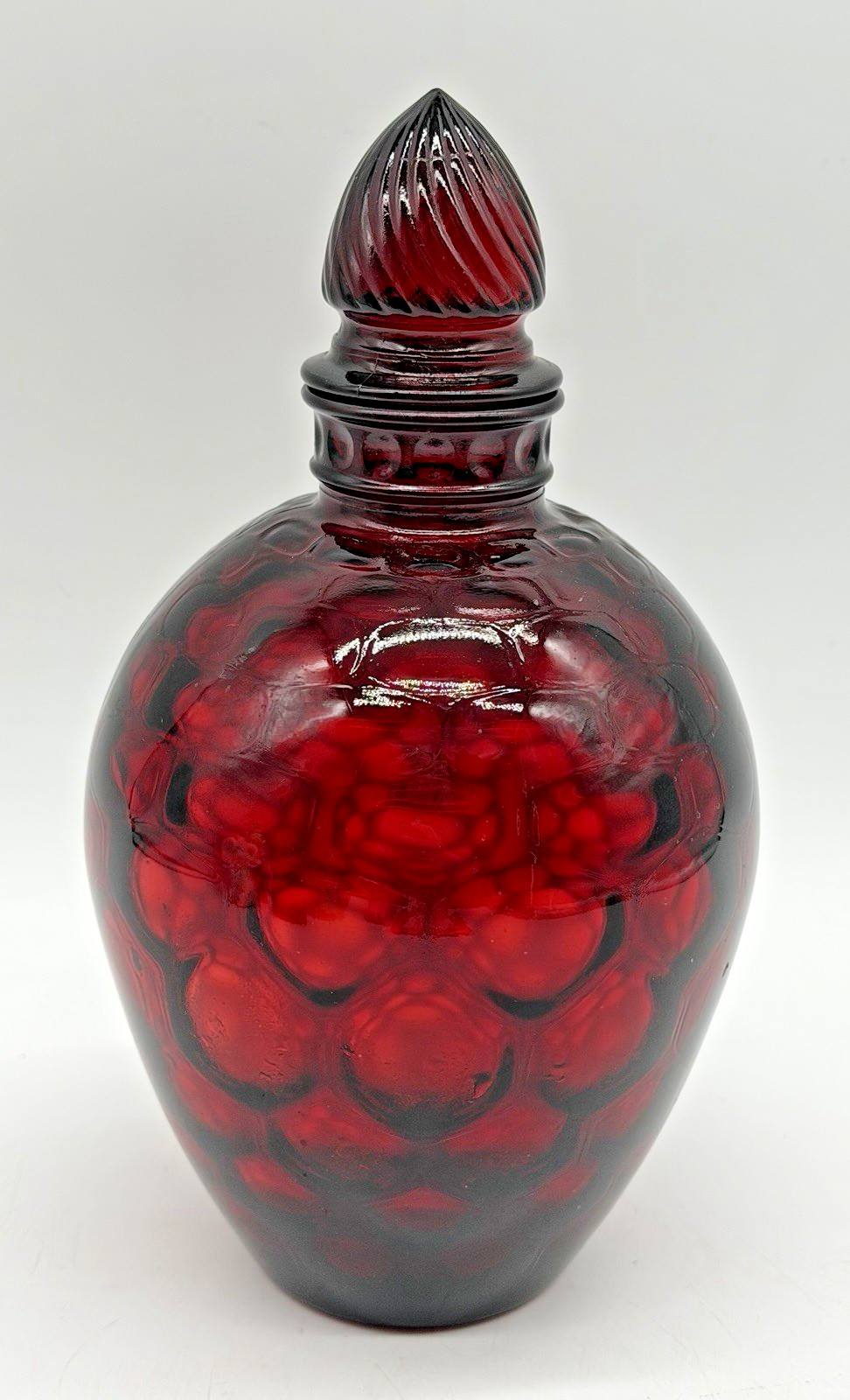 Vintage Wheaton Ruby Glass Reverse Honeycomb Decanter With Stopper
