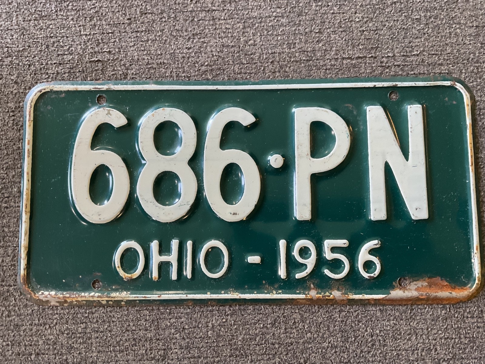 RARE 1956 OHIO LICENSE PLATE ORIGINAL PAINT CHEVY FORD DODGE ETC TOUGH YEAR