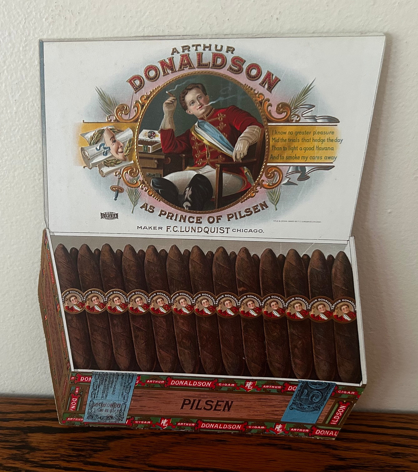 1920s Arthur Donaldson Cigars Die-Cut Cardboard Counter Sign MINT