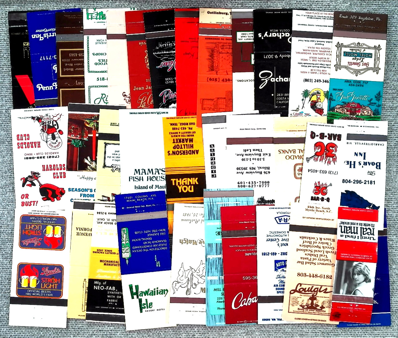 30+ Vintage USA Matchbook Covers Mixed Lot US Advertising Variety Bar Bank Hotel