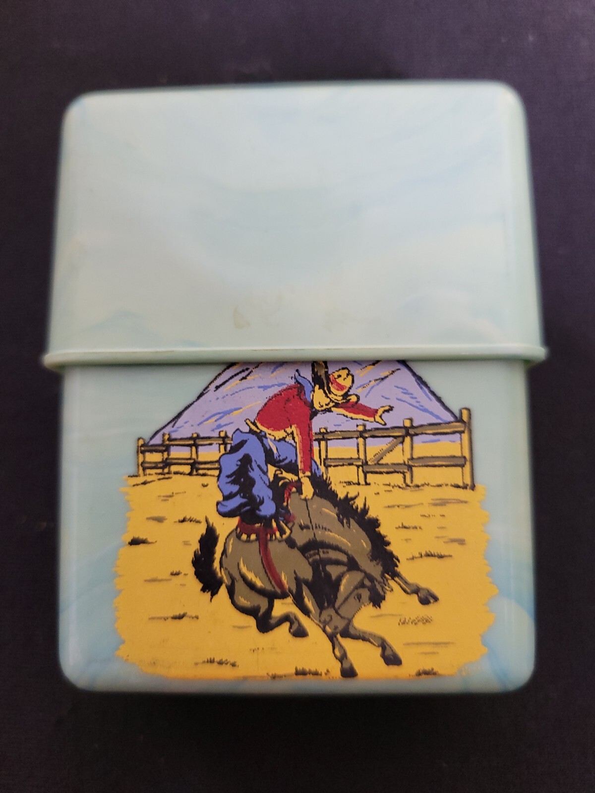 Rare HTF Vintage Child's Green Bakelite Cowboy Travel Soap Case ST Rare HTF Vintage Child's Green Bakelite Cowboy Travel Soap Case ST