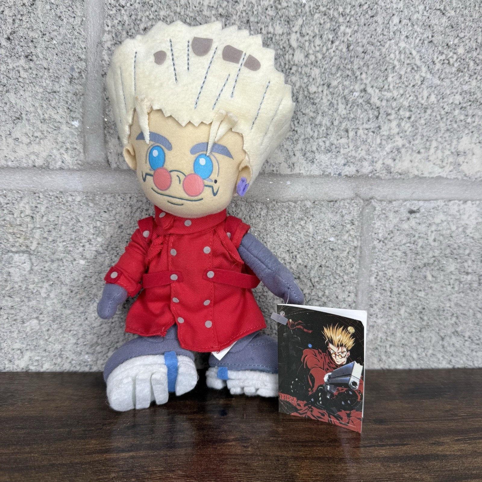 Trigun Vintage 9in Vash the Stampede plush doll - Tag Attached - 90s Anime NEW