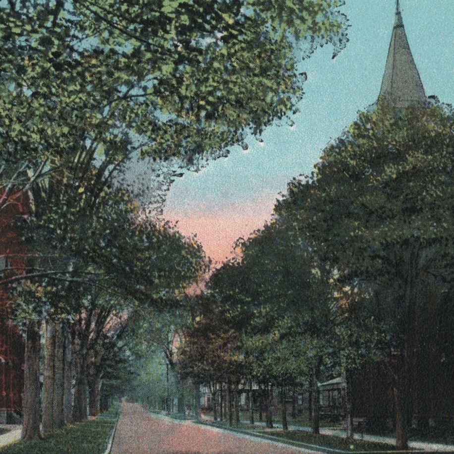West Dunkirk 1940s Linen Postcard NY Fourth Street View 4th St Old Town Art VTG.