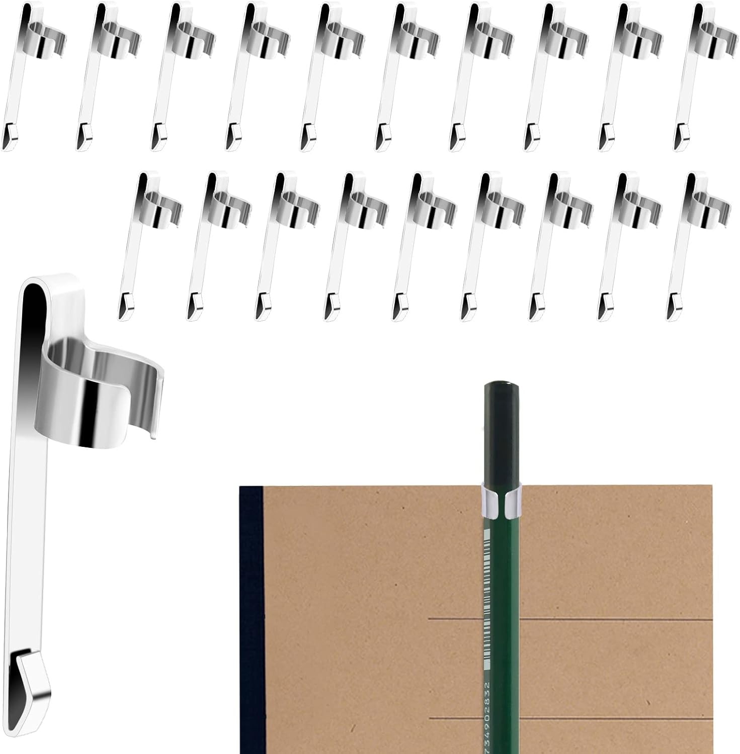 20 Pieces Metal Pen Clips Pencil Holder Clip Snap in Pencil Clips Slide on 20 Pieces Metal Pen Clips Pencil Holder Clip Snap in Pencil Clips Slide on