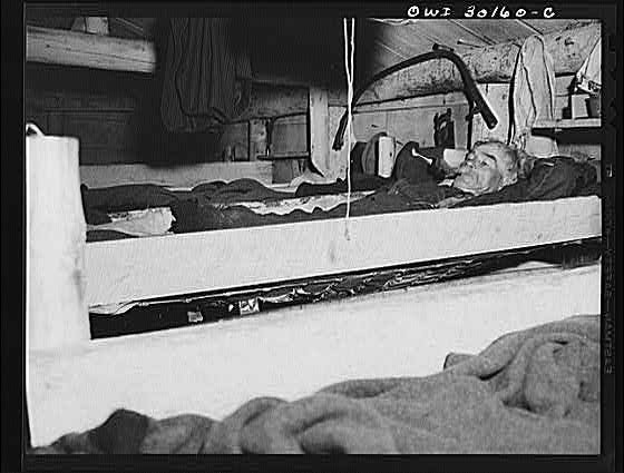 Photo:Maine 1900s Brown Company Woodsman Sleeping in Bunkhouse Lumber Camp